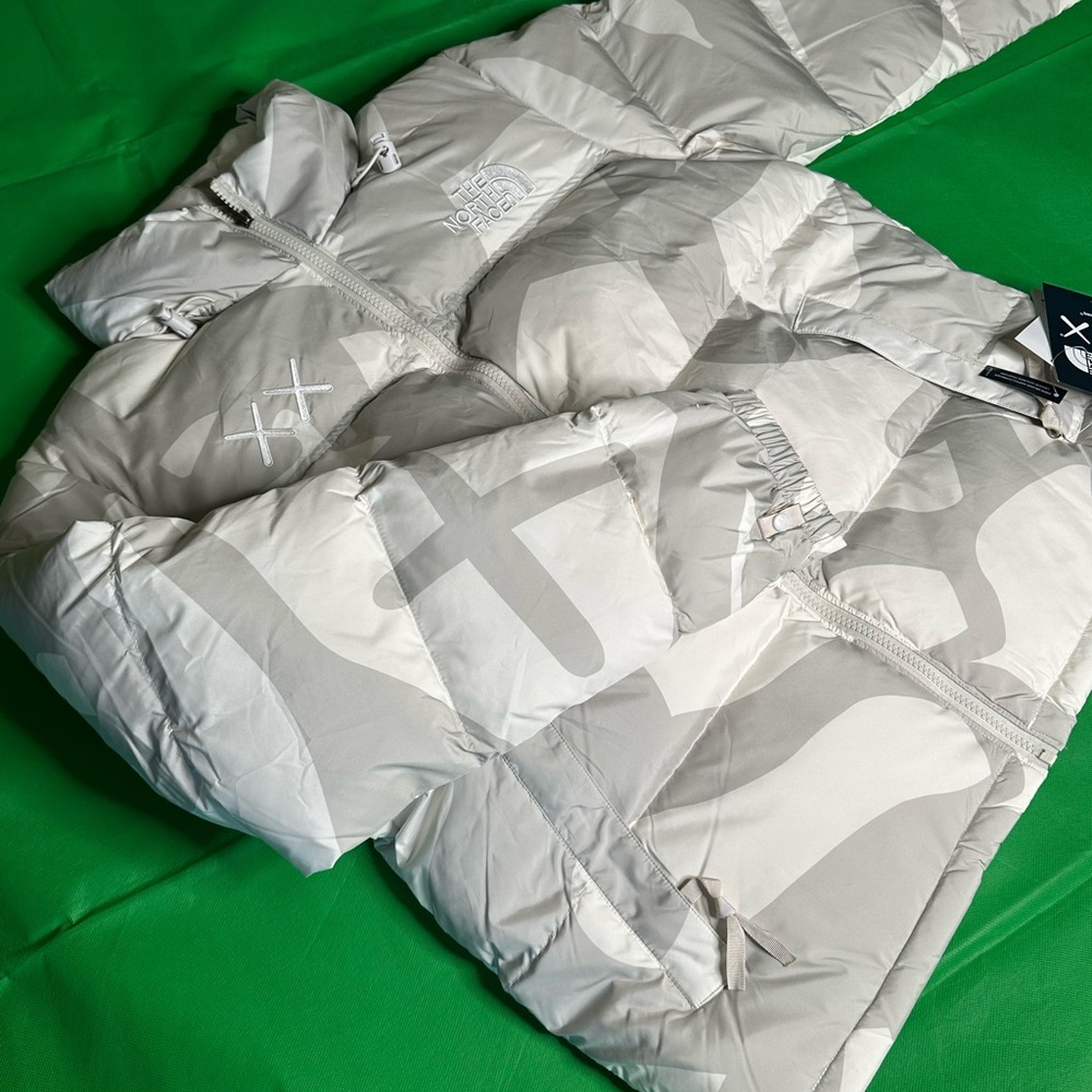 White Kaws North Face Puffer Jacket